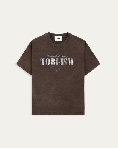 TOBIism Wash Boxy T-shirt - Dark Mocha - TOBI
