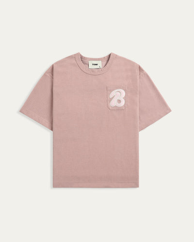 Drop Shoulder Knit T-shirt - Dusty Pink - TOBI