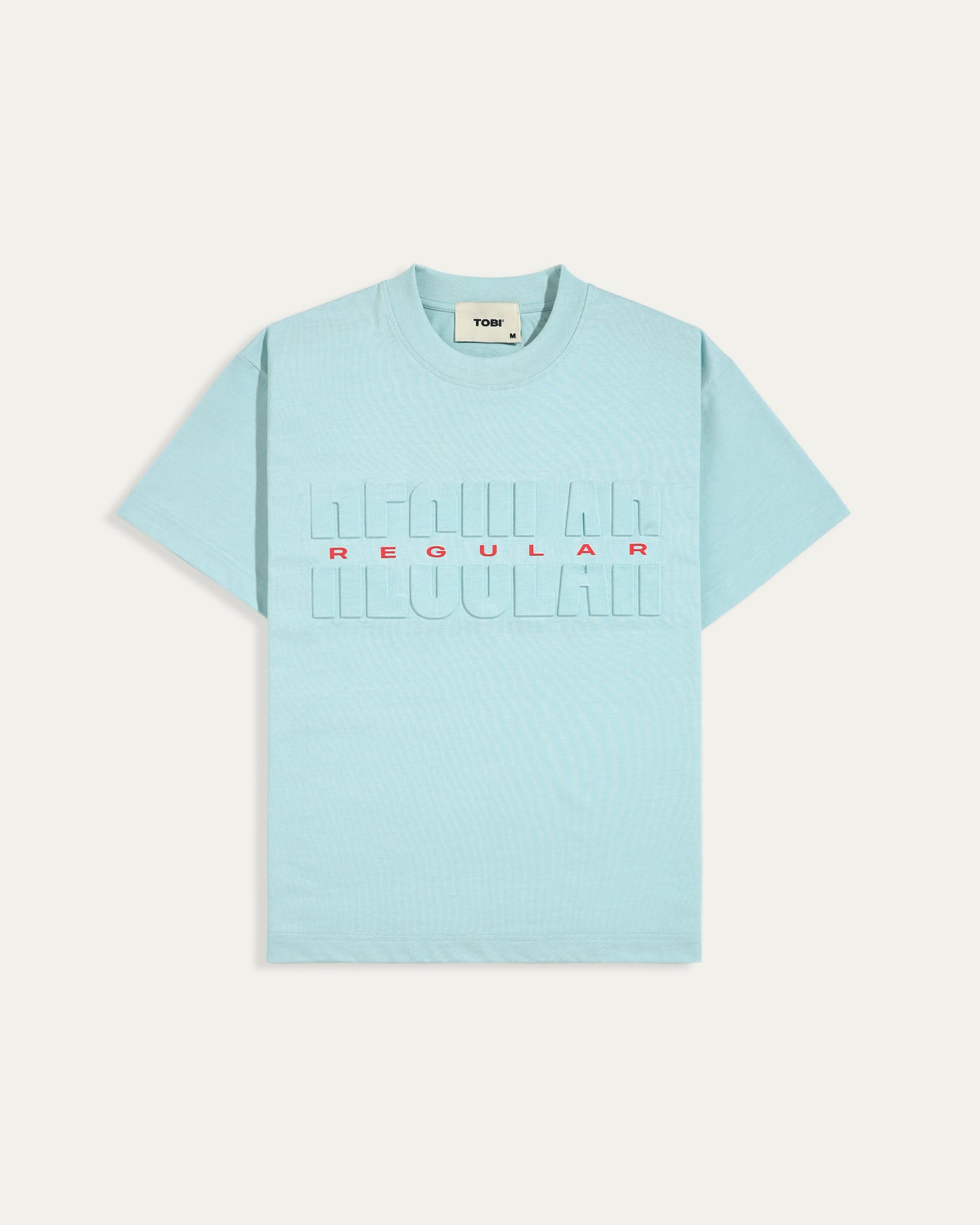 Regular Embossed Boxy T-shirt - Baby Blue