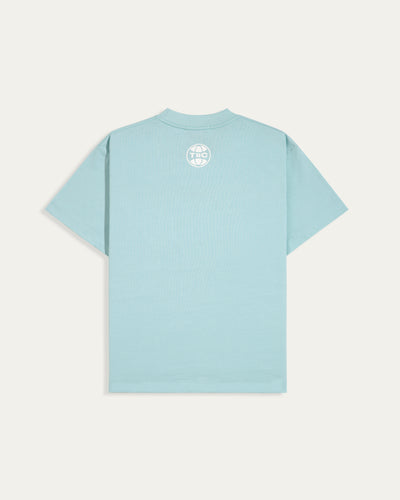 Regular Embossed Boxy T-shirt - Baby Blue