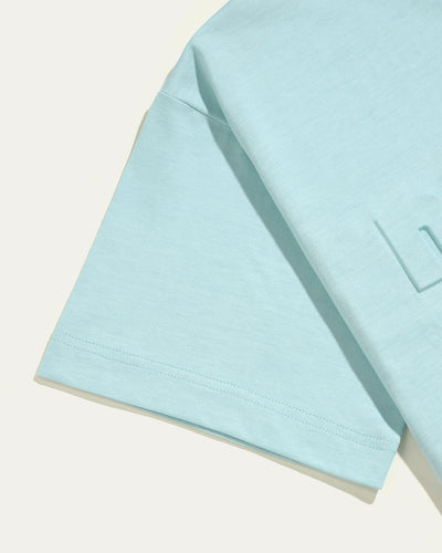 Regular Embossed Boxy T-shirt - Baby Blue