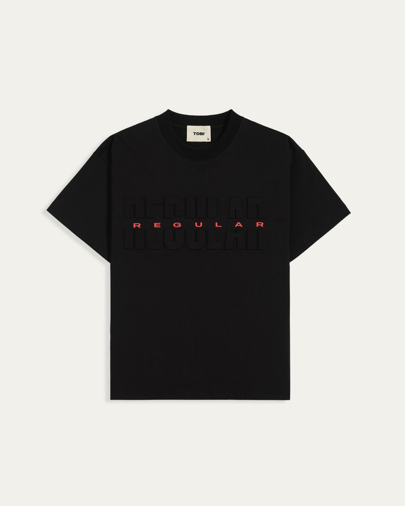 Regular Embossed Boxy T-shirt - Black