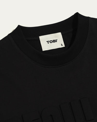 Regular Embossed Boxy T-shirt - Black