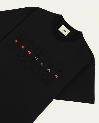 Regular Embossed Boxy T-shirt - Black