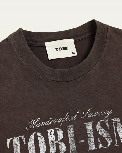 TOBIism Wash Boxy T-shirt - Dark Mocha - TOBI