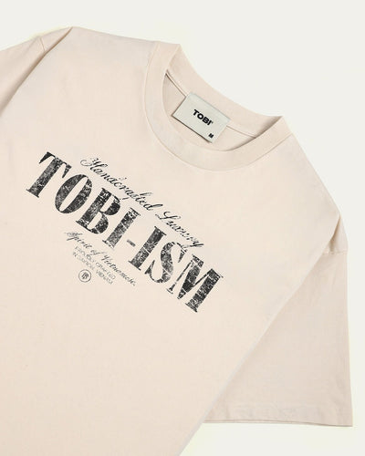 TOBIism Wash Boxy T-shirt - Vintage White - TOBI