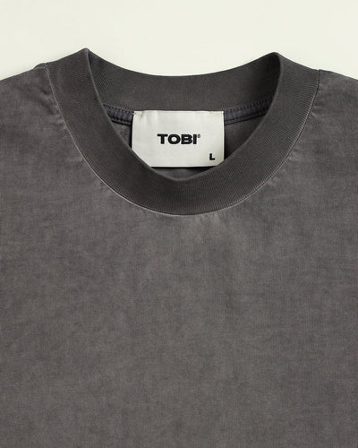 Blank Boxy Wash T-shirt - Dark Grey - TOBI