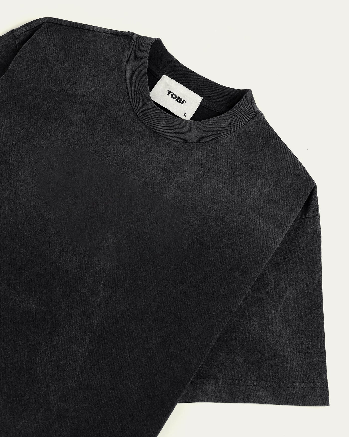 Blank Boxy Wash T-shirt - Faded Black - TOBI