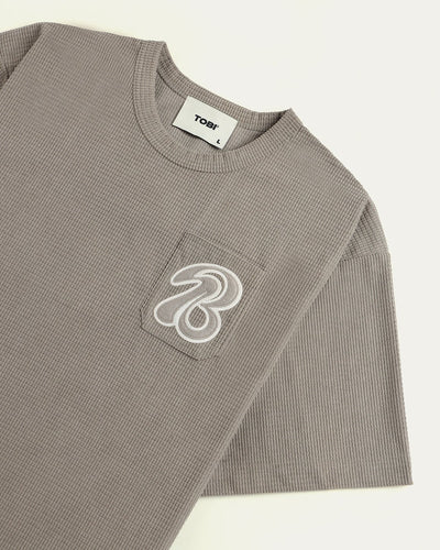 Drop Shoulder Knit T-shirt - Olive - TOBI