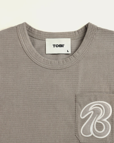Drop Shoulder Knit T-shirt - Olive - TOBI