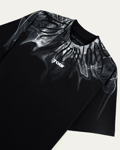 Flame On Overprinted Boxy T-shirt - Black - TOBI