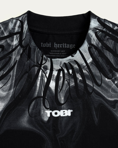 Flame On Overprinted Boxy T-shirt - Black - TOBI