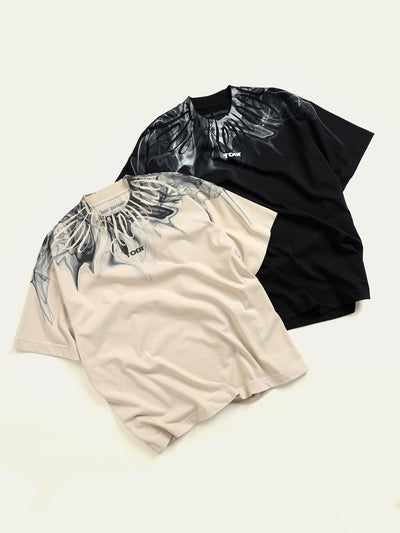 Flame On Overprinted Boxy T-shirt - Black - TOBI