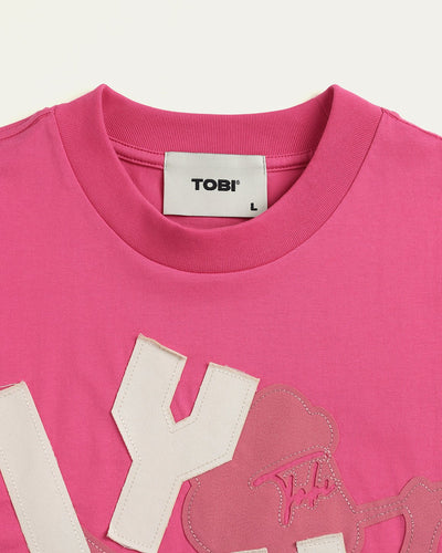 My Heaven Patches Boxy T-shirt - Neon Pink - TOBI