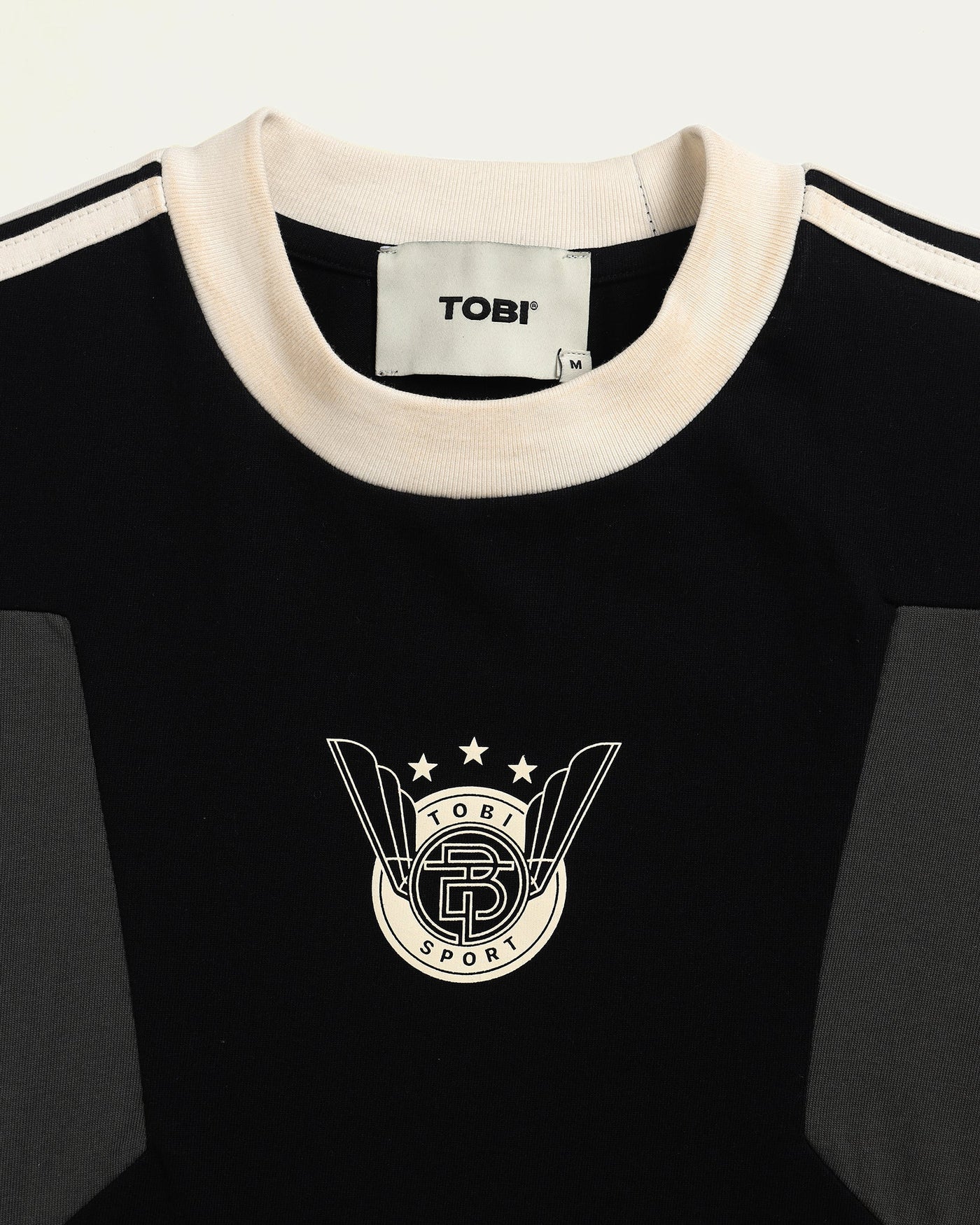 Stripped Boxy T-shirt - Black - TOBI