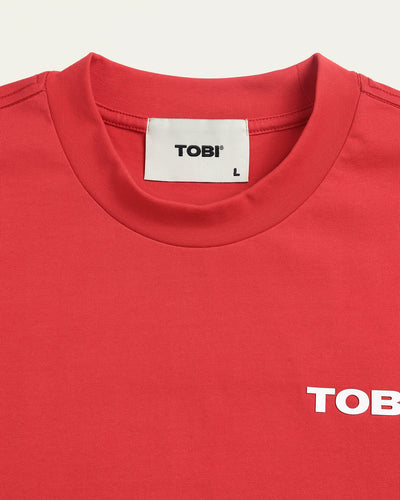 TOBI Basic Boxy T-shirt - Fiery Red - TOBI