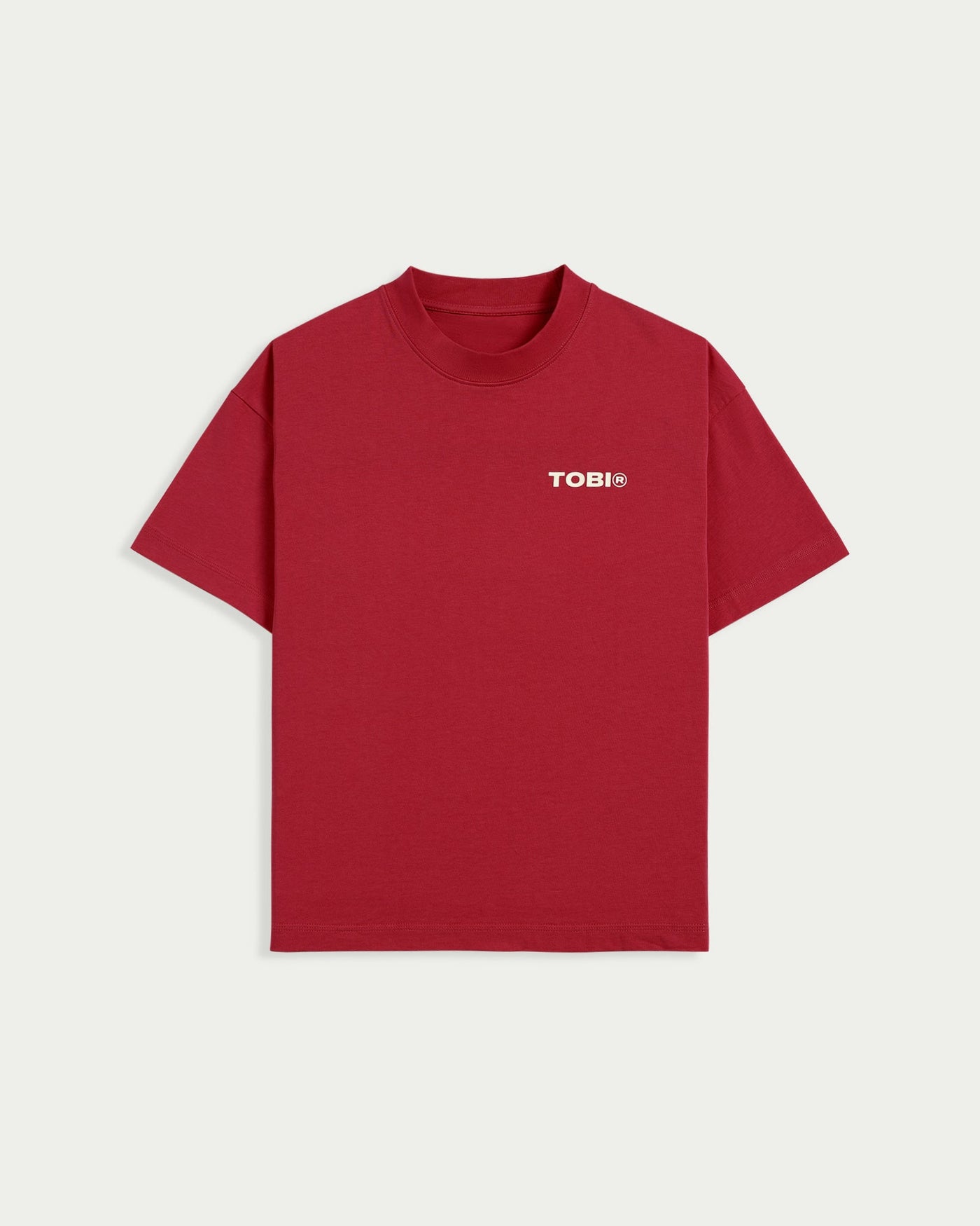 TOBI Basic Boxy T-shirt - Red Wine - TOBI
