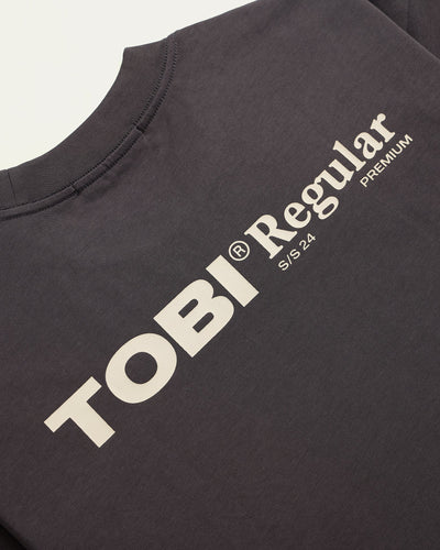 TOBI Regular Boxy Tee - Dark Grey - TOBI