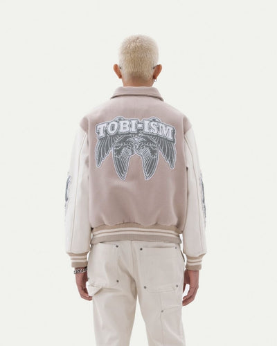 TOBI®Angel Wings Varsity Jacket - Beige - TOBI