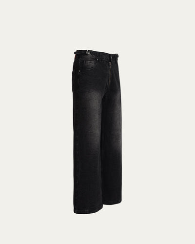 Wide Leg Baggy Jeans - Black Thunder - TOBI